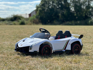 white lambo passenger side view